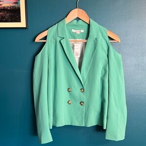 Forever 21 Mint Green Cut Out Shoulders Career Jacket